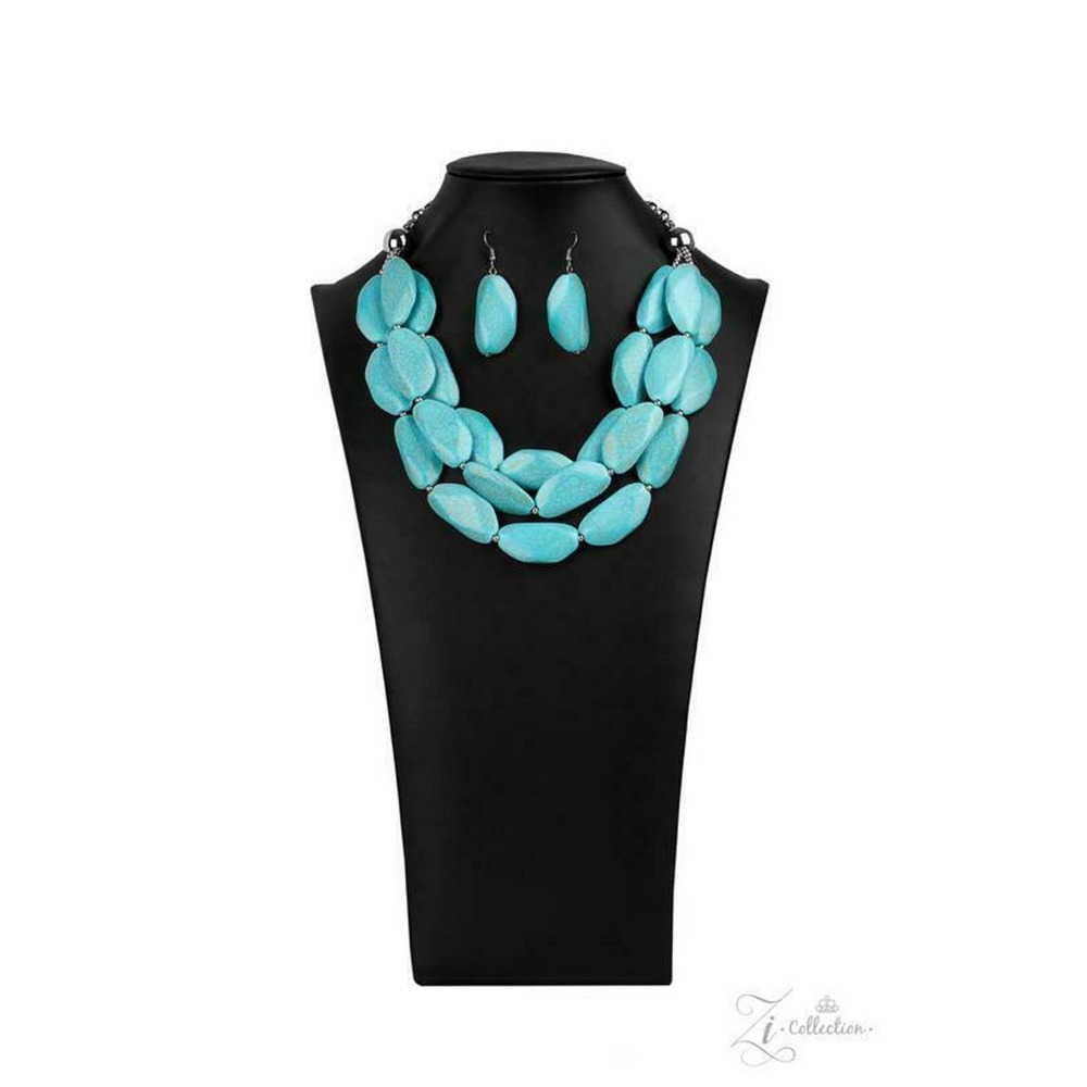 paparazzi Turquoise Layered Bead Statement Necklace with Earrings